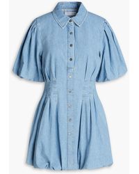 Jonathan Simkhai - Pleated Denim Mini Shirt Dress - Lyst