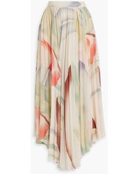 Etro - Pleated Printed Crepe Maxi Wrap Skirt - Lyst