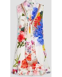 Camilla - Crystal-embellished Floral-print Silk Crepe De Chine Playsuit - Lyst