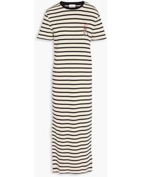 Claudie Pierlot - Gestreiftes midikleid aus baumwoll-jersey - Lyst