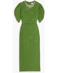 Erdem - Crystal-Embellished Silk And Cotton-Blend Jacquard Midi Dress - Lyst