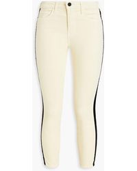 L'Agence - Cropped Striped Cotton-blend Velvet Skinny Pants - Lyst