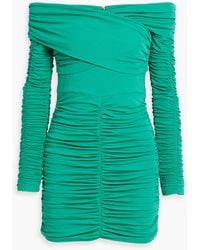 Rebecca Vallance - Edie Off-the-shoulder Ruched Jersey Mini Dress - Lyst