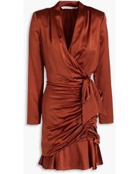 Veronica Beard - Agatha Wrap-effect Ruched Silk-blend Satin Mini Dress - Lyst