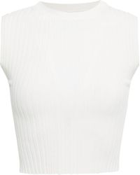 Dion Lee Cropped Ribbed-knit Top - White