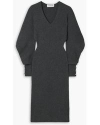 Lanvin - Cutout Embellished Ribbed Wool And Cashmere-blend Midi Dress - Lyst
