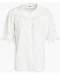 Ba&sh - Gerafftes hemd aus baumwolle mit lochstickerei und details im hohlstich - Lyst