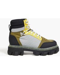Ganni - Color-block Shell, Suede And Faux Leather Hiking Boots - Lyst