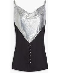 Rabanne - Drapiertes oberteil aus satin und metall-mesh - Lyst