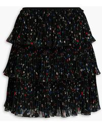 RED Valentino - Tiered Pleated Floral-print Georgette Mini Skirt - Lyst