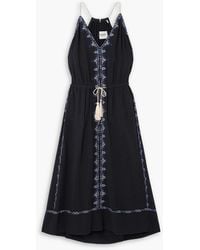 Isabel Marant - Siana Belted Embroidered Cotton-Gauze Midi Dress - Lyst