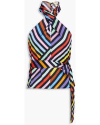 Brøgger - Printed Satin Halterneck Top - Lyst