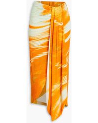 Jonathan Simkhai - Gwen Draped Printed Jersey Midi Skirt - Lyst