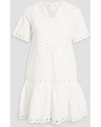 RED Valentino - Broderie Anglaise Cotton Mini Dress - Lyst