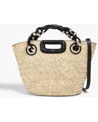 Maje - Tote bag aus stroh mit lederbesatz - Lyst