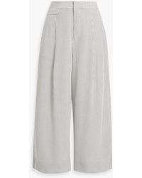 Equipment - Cropped Pleated Polka-dot Silk-crepe Wide-leg Culottes - Lyst