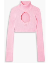Courreges - Verkürzter rollkragenpullover aus rippstrick mit cut-out - Lyst
