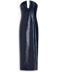 Nicholas - Katherine Strapless Faux Textured-leather Midi Dress - Lyst