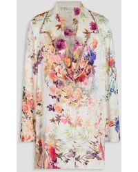 CAMILLA - Blazer aus seidensatin mit floralem print und kristallverzierung - Lyst