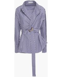 Palmer//Harding Striped Stretch-cotton Poplin Wrap Shirt - Multicolour