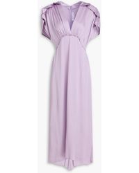 Victoria Beckham - Ruffled Satin-Crepe Midi Dress - Lyst