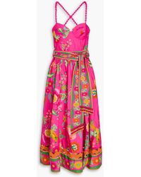 FARM Rio - Cutout Floral-Print Cotton-Poplin Midi Dress - Lyst