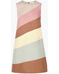 Valentino Garavani - Color-block Linen Mini Dress - Lyst