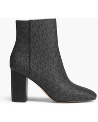 MICHAEL Michael Kors - Porter Logo-print Faux Textured-leather Ankle Boots - Lyst