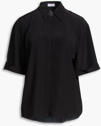 Brunello Cucinelli - Bead-Embellished Silk Crepe De Chine Shirt - Lyst