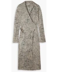 Dries Van Noten - Printed Satin-jacquard Midi Wrap Dress - Lyst