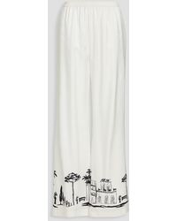 Officine Generale - Gracella Printed Silk-Twill Wide-Leg Pants - Lyst