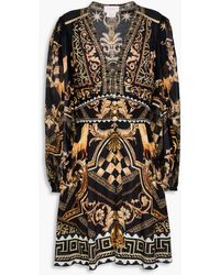 CAMILLA - Crystal-Embellished Silk-Chiffon And Crepe De Chine Mini Dress - Lyst