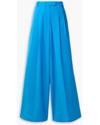 Christopher John Rogers - Pleated Wool Wide-leg Pants - Lyst