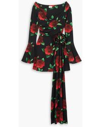 Magda Butrym - Schulterfreies minikleid aus stretch-crêpe mit blumenprint und applikation - Lyst
