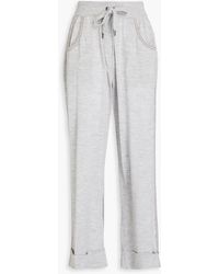Brunello Cucinelli - Cropped Bead-embellished Wool And Cashmere-blend Straight-leg Pants - Lyst