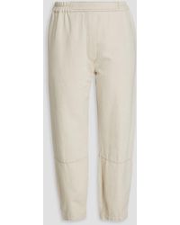 Gentry Portofino - Cropped Cotton And Linen-blend Tapered Pants - Lyst