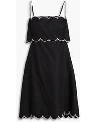 Zimmermann - Crystal-Embellished Scalloped Cutout Linen Mini Dress - Lyst