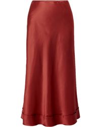 Lee Mathews Stella Picot-trimmed Silk-satin Midi Skirt - Red