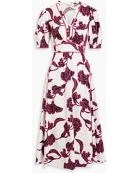 Diane von Furstenberg - Devon Floral-print Cotton-blend Poplin Midi Dress - Lyst