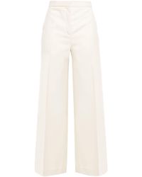 Sandro Loan Grain De Poudre Wide-leg Trousers Ecru - Natural