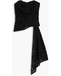 Veronica Beard - Selima Strapless Draped Cotton-blend Corded Lace Top - Lyst