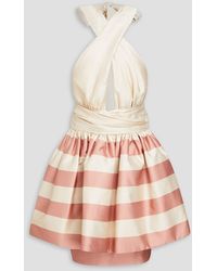Zimmermann - Pleated Striped Silk-satin Mini Dress - Lyst
