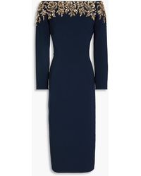 Jenny Packham - Off-the-shoulder Embellished Crepe Midi Dress - Lyst