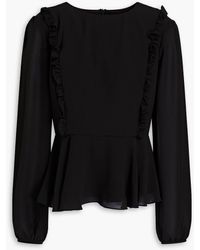 Mikael Aghal - Ruffle-trimmed Crepe Blouse - Lyst