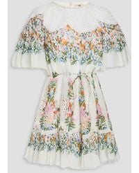 FARM Rio - Floral-print Broderie Anglaise Cotton Min Dress - Lyst