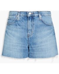 FRAME - Jeansshorts mit fransen - Lyst