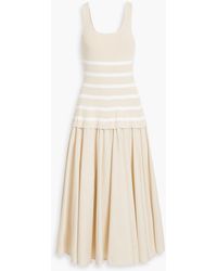 Jonathan Simkhai - Silas Striped Ribbed-Knit And Cotton-Poplin Midi Dress - Lyst
