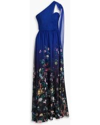 Marchesa - One-shoulder Floral-print Chiffon Gown - Lyst
