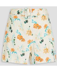 Solid & Striped - The Renata Belted Floral-print Linen-blend Shorts - Lyst