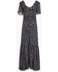 byTiMo - Gathered Floral-print Fil Coupé Maxi Dress - Lyst